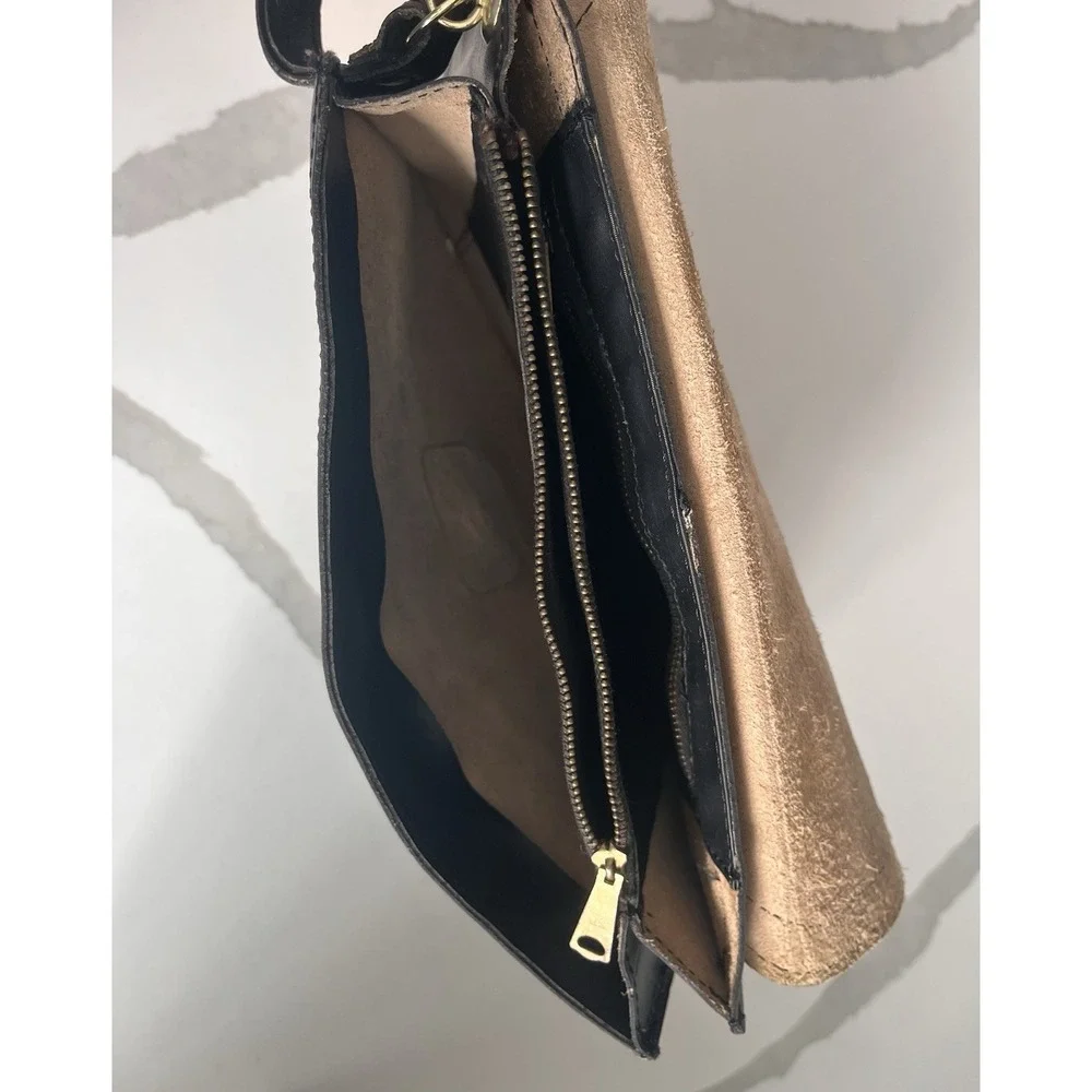 Vintage Made In Korea Genuine Leather‎ Clutch Wristlet Black Envelope Style Snap